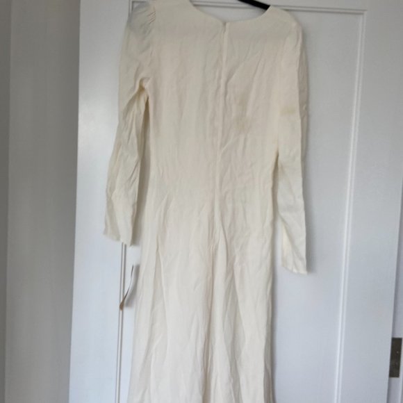 Reformation Gatsby Maxi Dress Ivory Sz 6 Thigh-high Slit Full Length Deep V-Neck - Picture 11 of 12